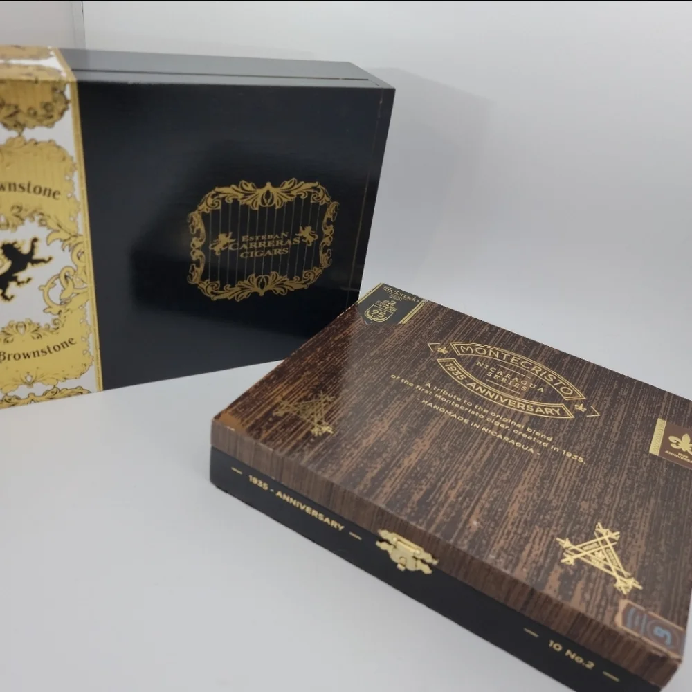 Lot Of 2 Wood Cigar Boxes Empty Organize Decor Mr Brownstone Montecristo DIY